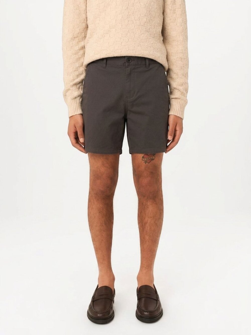 Frank & Oak Dark Brown Chino Shorts Brunswick 7 Inch Slim Fit Size 30X7